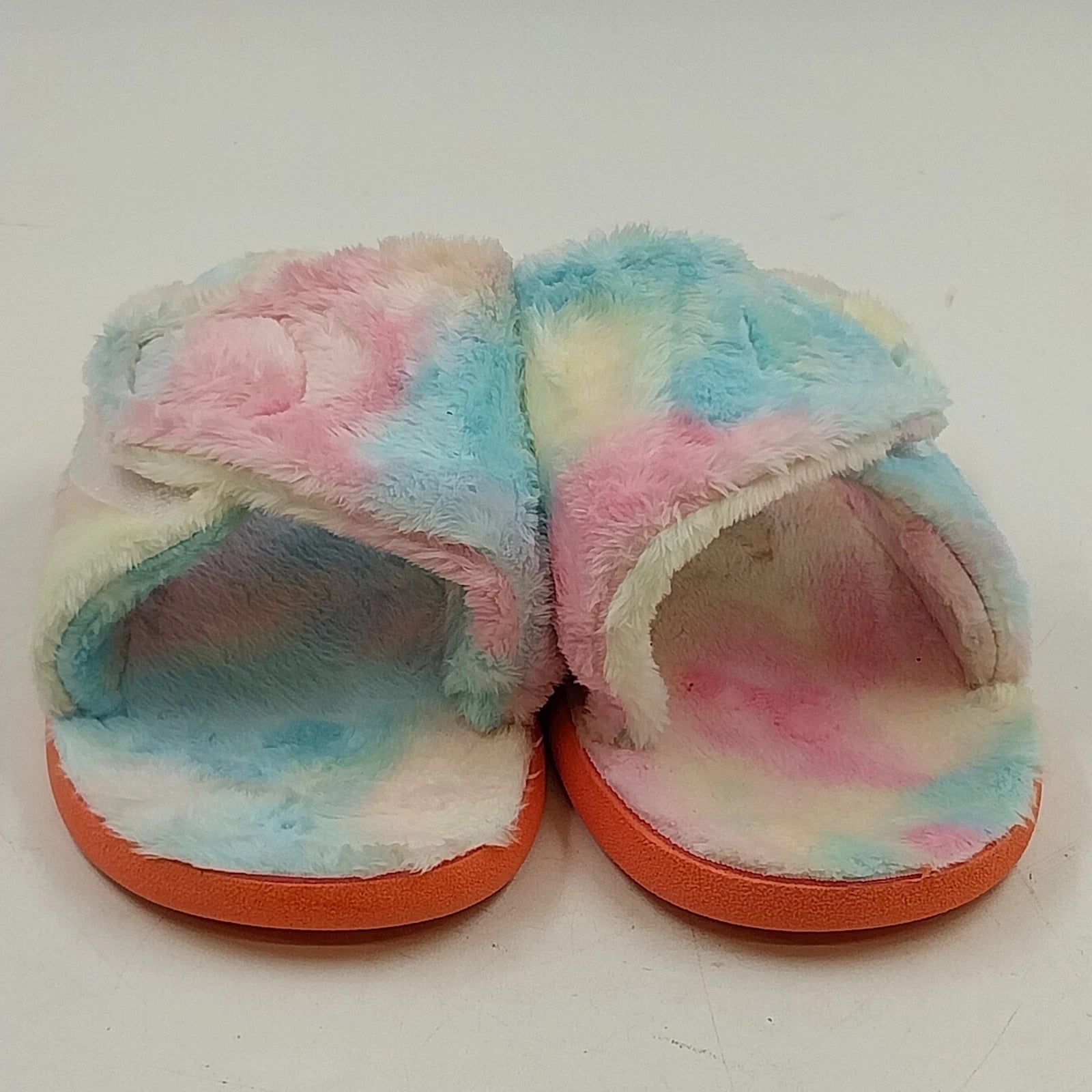 Dannto women's rainbow fuzzy tie dye slippers size 9