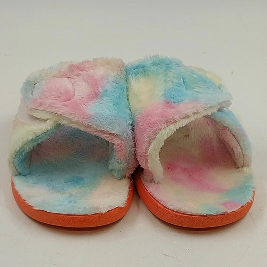 Dannto women's rainbow fuzzy tie dye slippers size 9