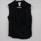 David N women's black linen sleeveless wrap blouse size medium