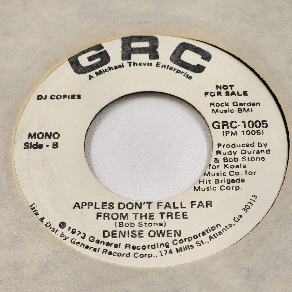 Denise Owen 1973 Apples Dont Fall Far From The Tree 45 RPM vinyl
