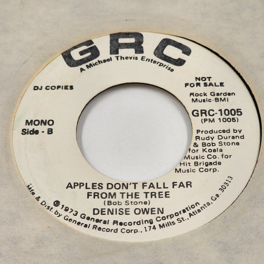 Denise Owen 1973 Apples Dont Fall Far From The Tree 45 RPM vinyl