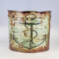 Metal ice bucket with Old World map and nautical anchor design