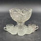 Vintage EAPG clear glass mini punch bowl set with five cups