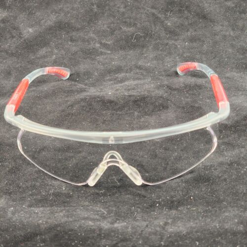 Red gray framed safety glasses with clear polycarbonate lens ERB Iworx 15524