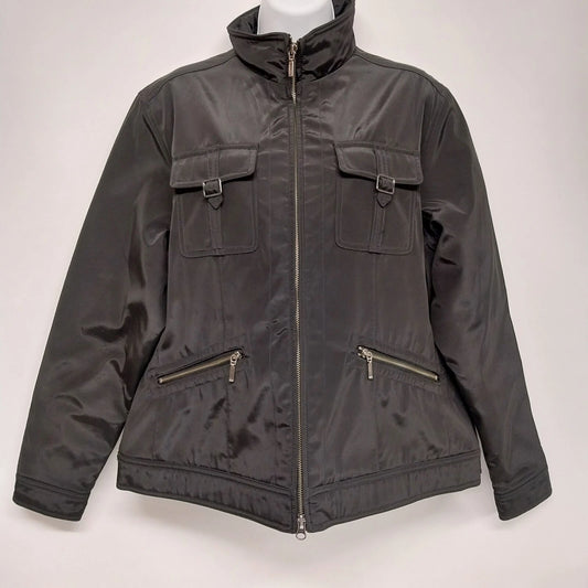 Eddie Bauer WeatherEdge womens black waterproof zip front jacket size XL