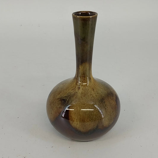 Elwill Pottery brown drip glaze bud vase