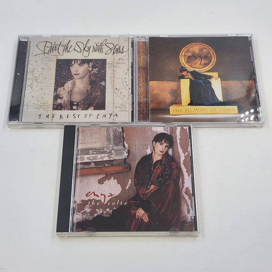 Enya three-CD collection featuring The Celts, The Memory of Trees, and Paint the Sky with Stars.