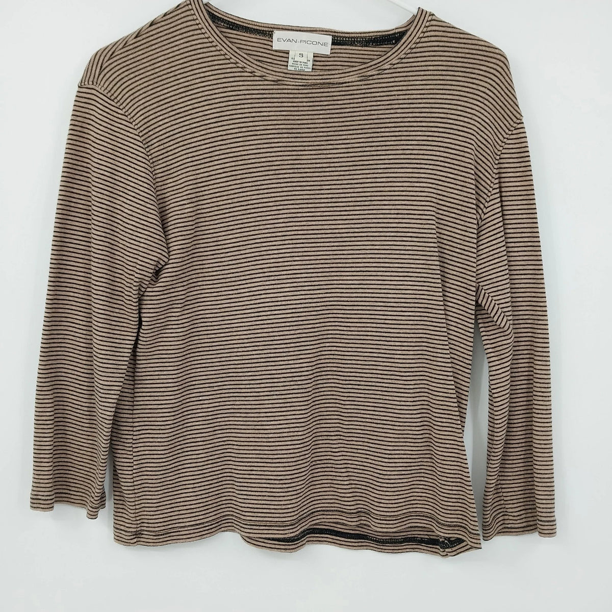 Evan Picone women's brown and black striped long sleeve knit top