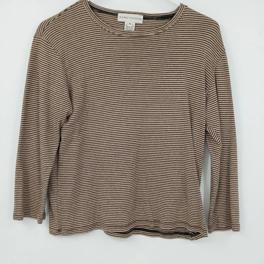 Evan Picone women's brown and black striped long sleeve knit top