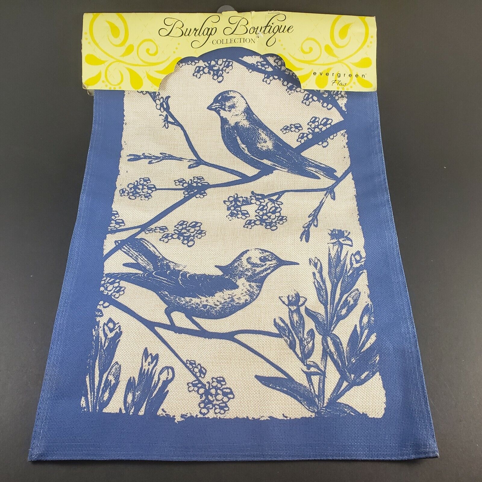 Evergreen blue birds garden flag burlap boutique 18x12