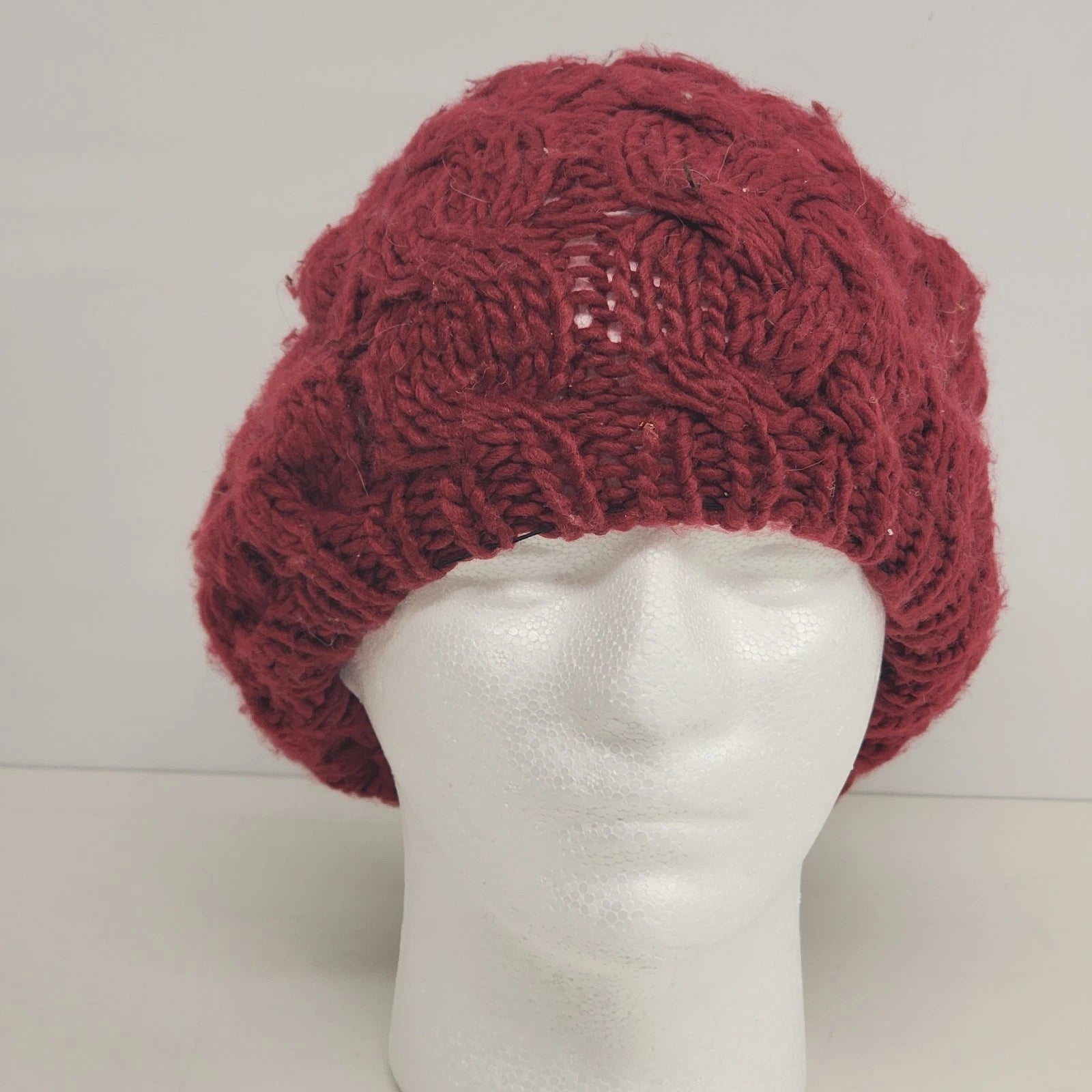 Red knit Falls Creek beanie hat unisex winter watch cap