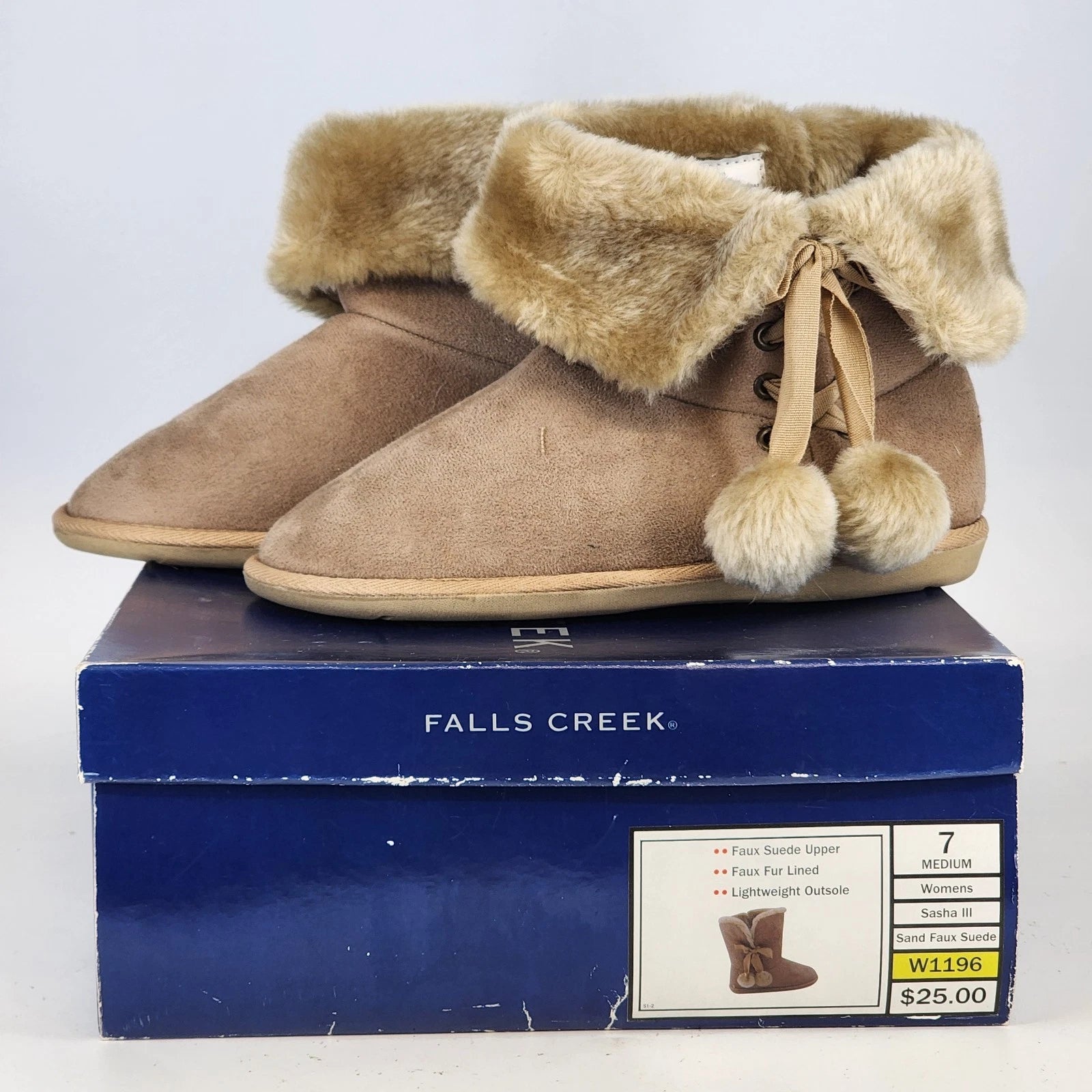 Falls Creek Sasha III sand faux suede sherpa lined slipper boots