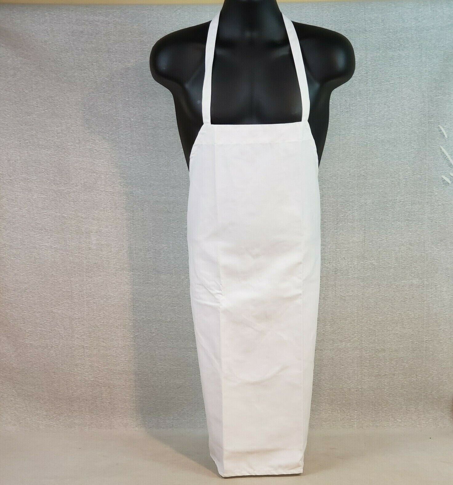 White Fame Fabrics B5 kitchen bib apron with tubular ties and no pockets