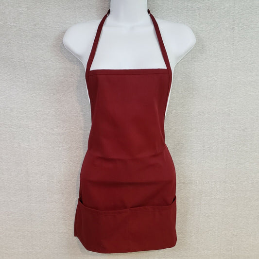 Burgundy Fame Fabrics F2 bib apron two pockets