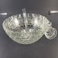 Vintage iridescent thumbprint glass punch bowl set with cups and ladle