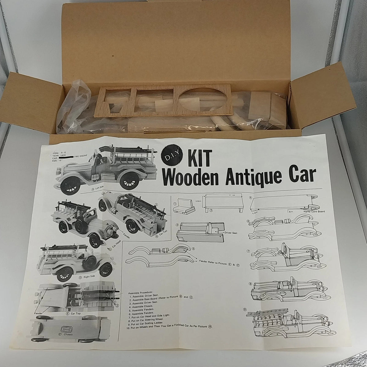 Fire Engine wooden model kit No. 17681 in original box