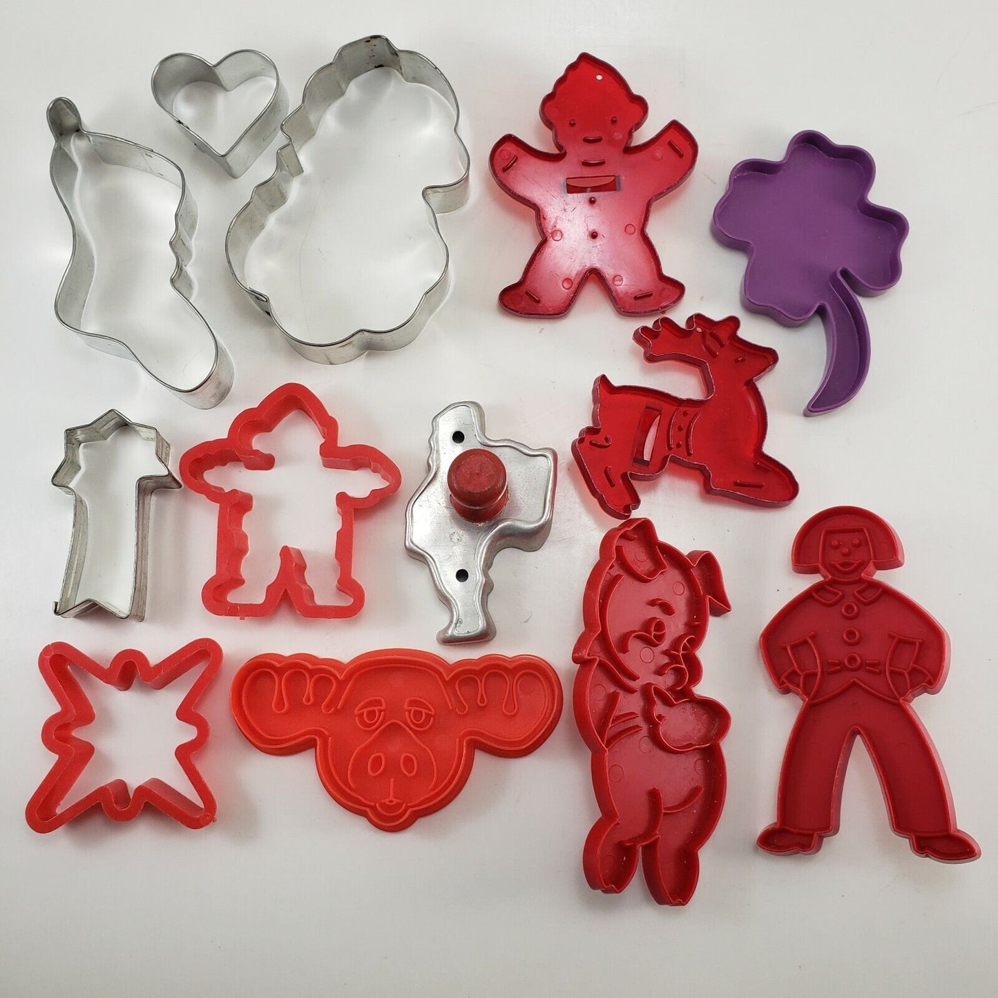 vintage mixed cookie cutters metal plastic set