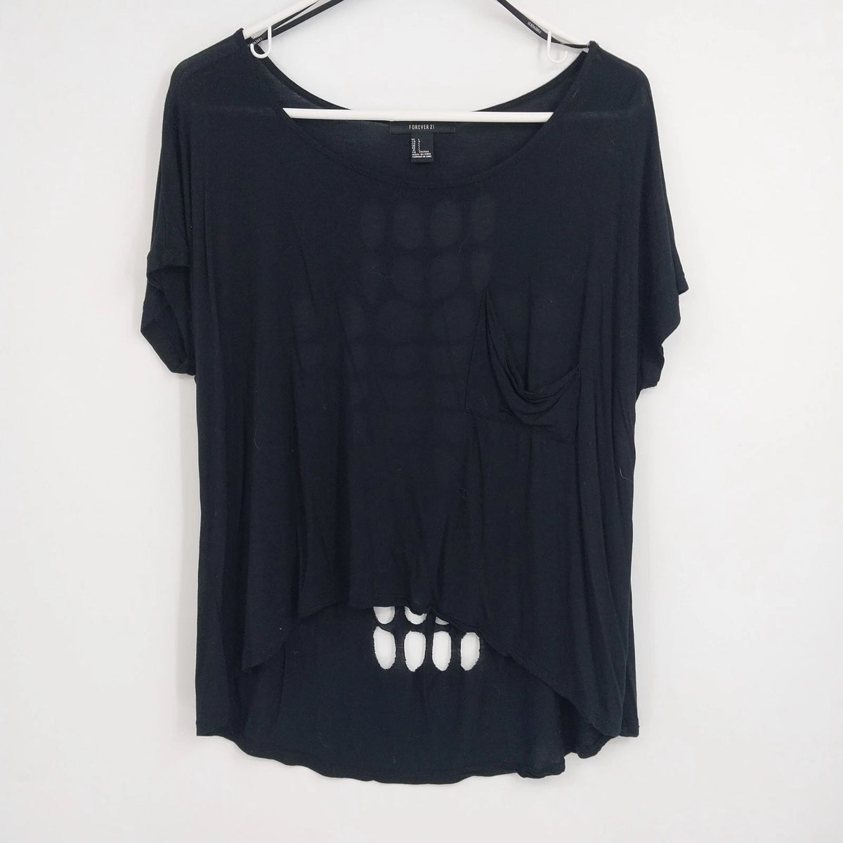 Forever 21 black high low cutout back top women's large