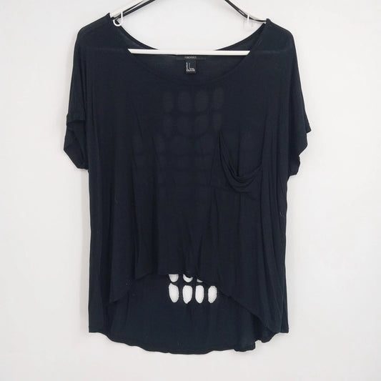 Forever 21 black high low cutout back top women's large