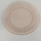 Vintage Fortecrisa pink swirl ribbed glass dinner plate