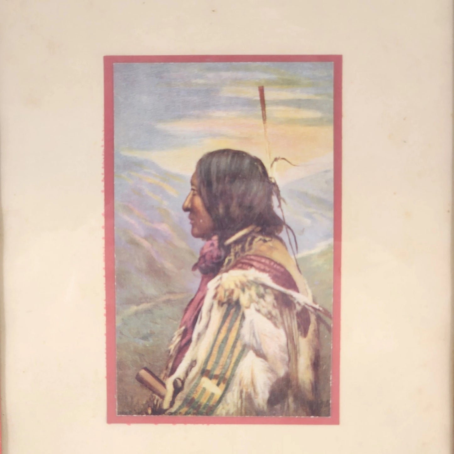 Vintage framed Chief Not Afraid of Pawnee portrait art print