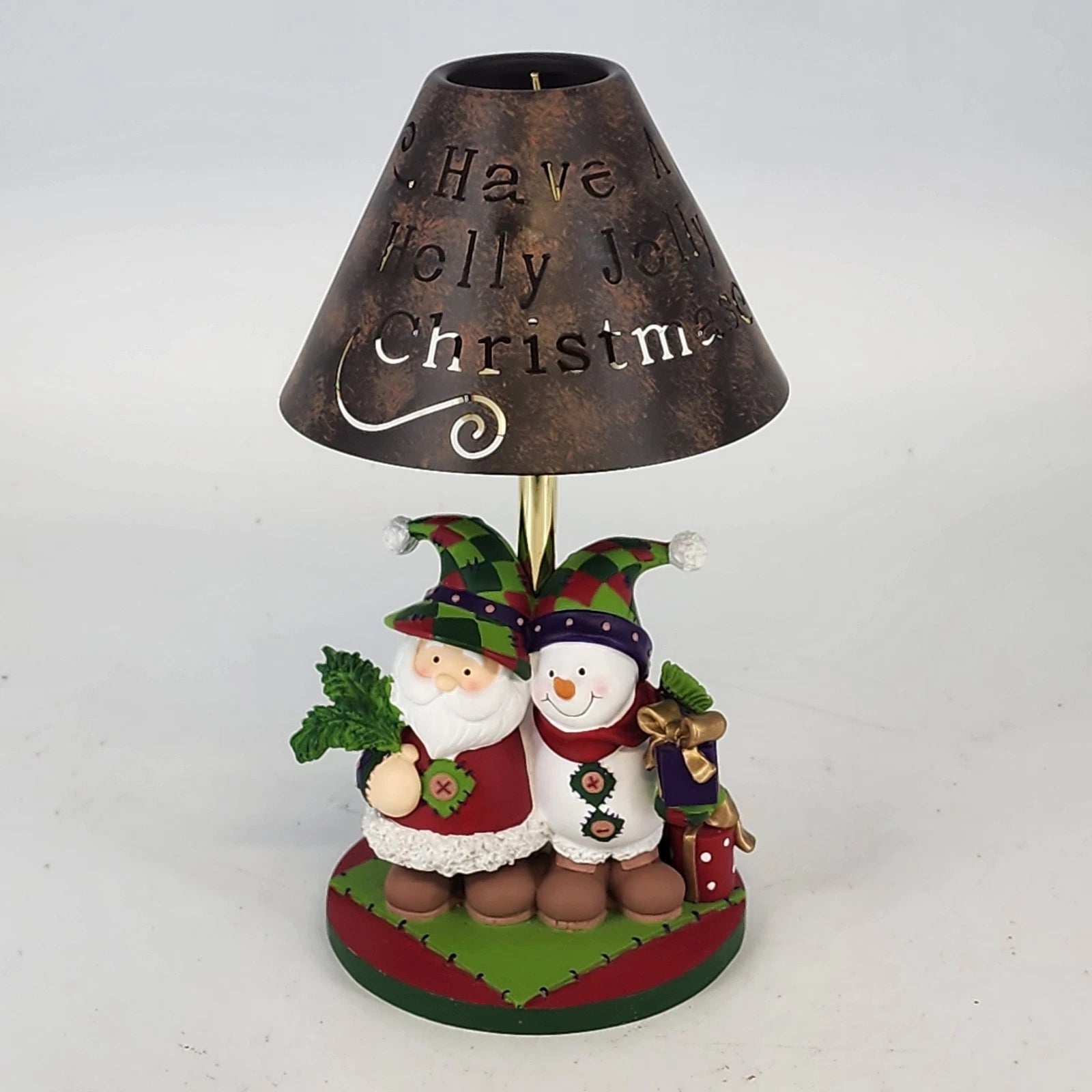GUND snowman tealight candle holder with metal holiday shade