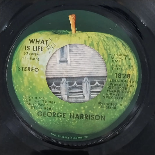 George Harrison 45 RPM vinyl What Is Life Apple Scruffs Apple Records