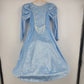Girls blue velour princess costume dress with silver glitter details