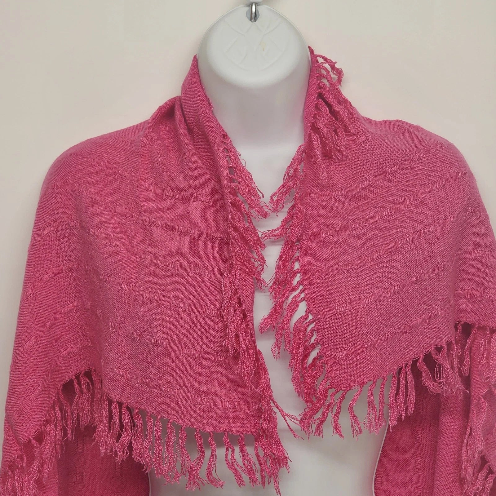 Glentex pink rebozo scarf cotton fringe