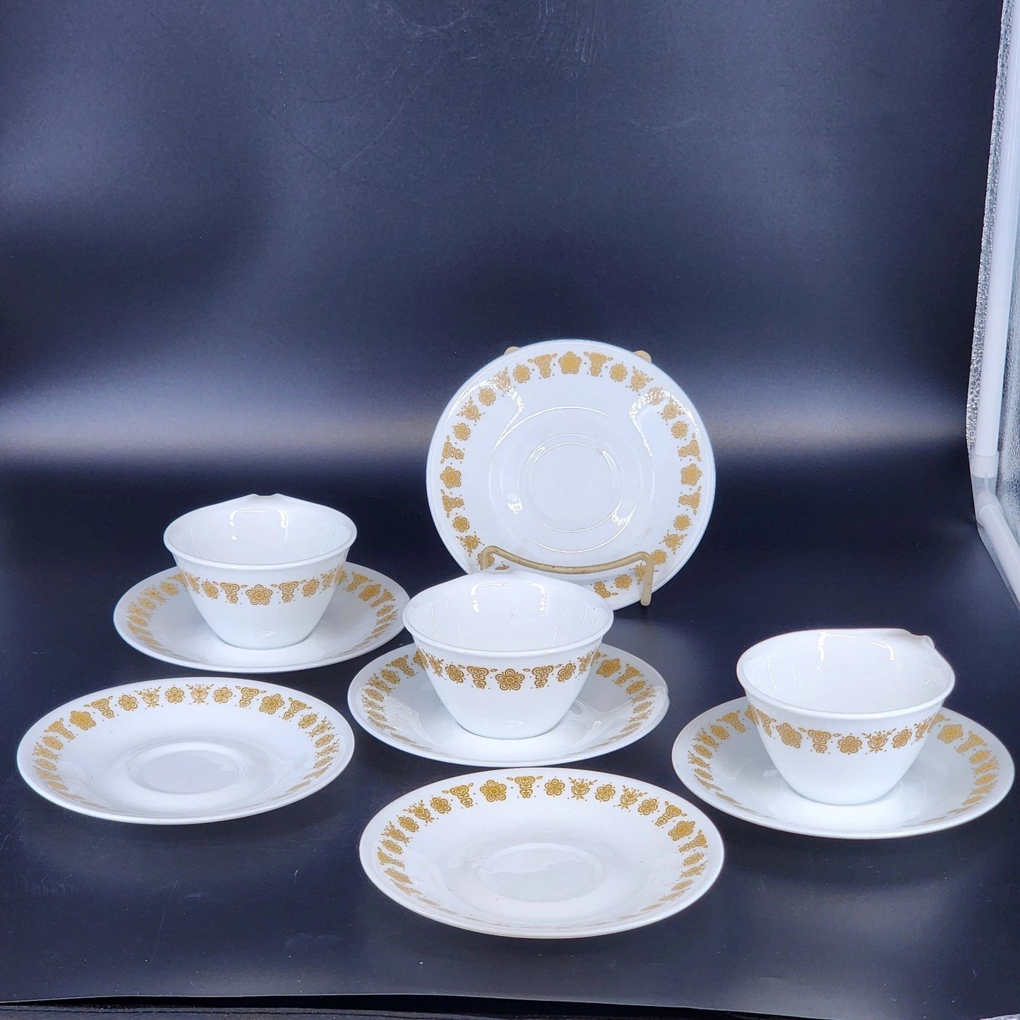 corelle butterfly gold cups saucers 9pc set