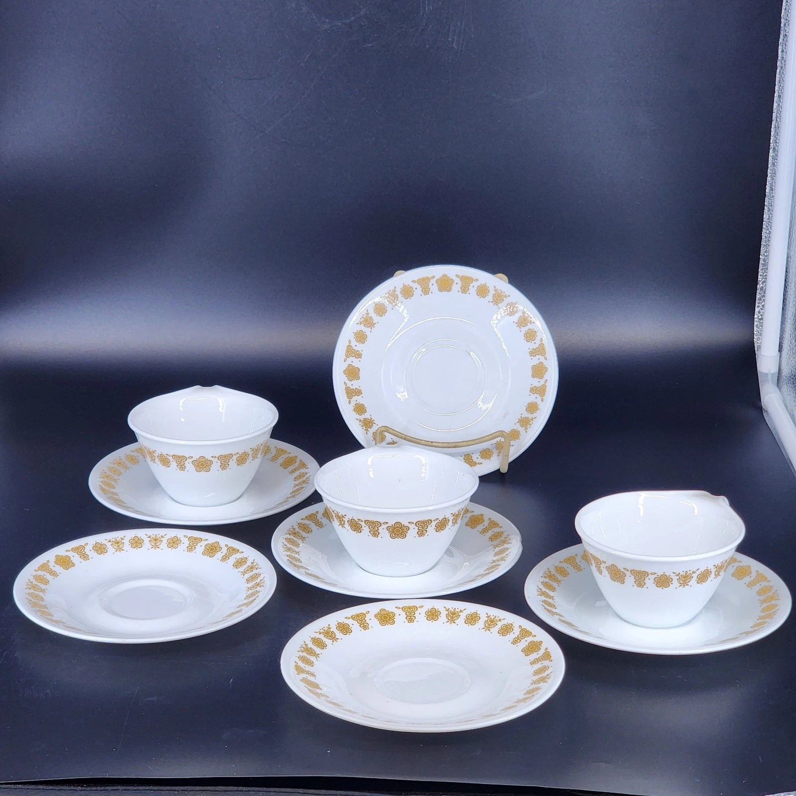 corelle butterfly gold cups saucers 9pc set