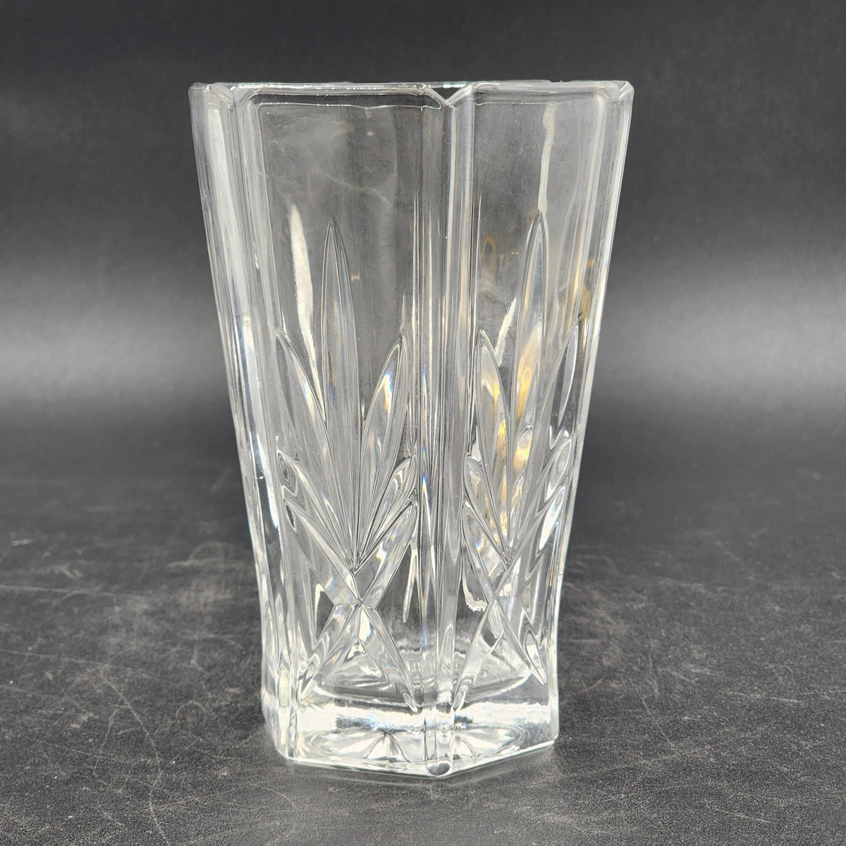 Vintage Gorham Avon 6.5 inch clear lead crystal vase with cut design