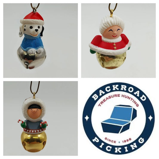 Three Hallmark Keepsake miniature Christmas bell ornaments from 2002 2004 and 2005
