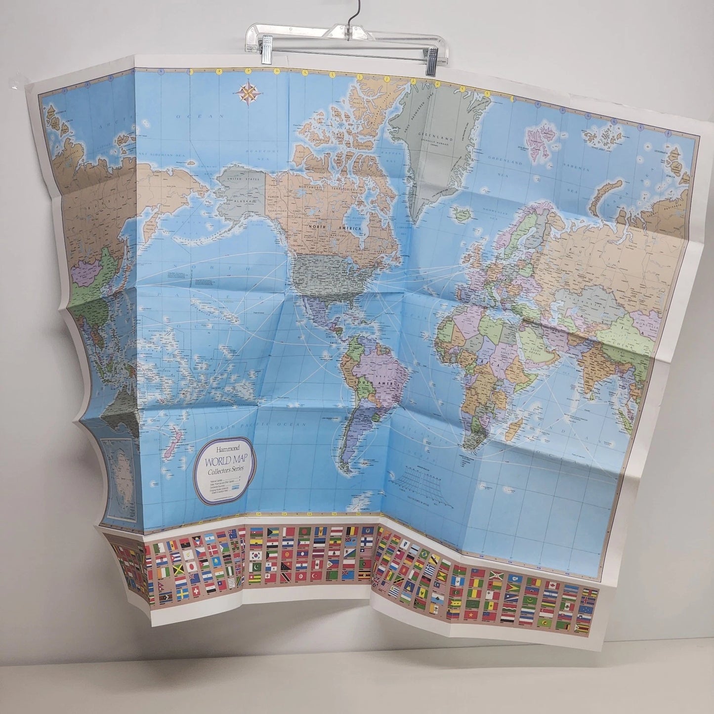 Hammond world map 50x38 political flags poster