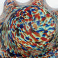 Hand blown white cased art glass bowl with multicolor spatter