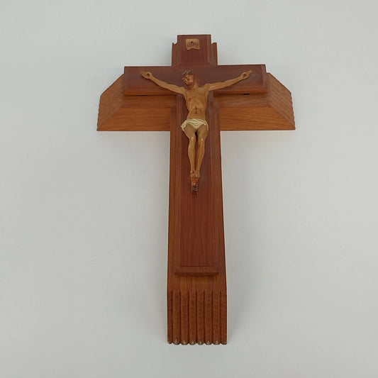 Hand carved Catholic sick call crucifix with holy water and candles