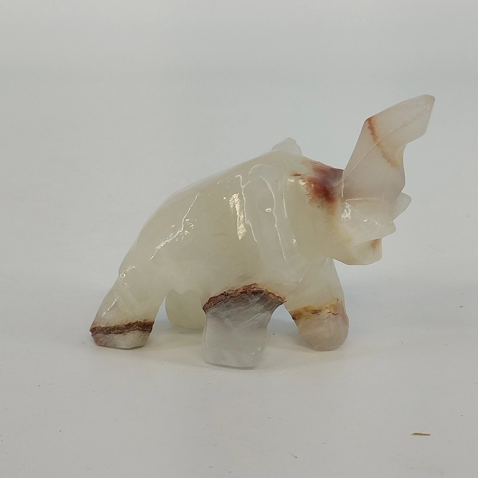 Hand carved marble onyx elephant figurine