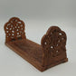 Hand carved wooden expandable book rack with floral bookends