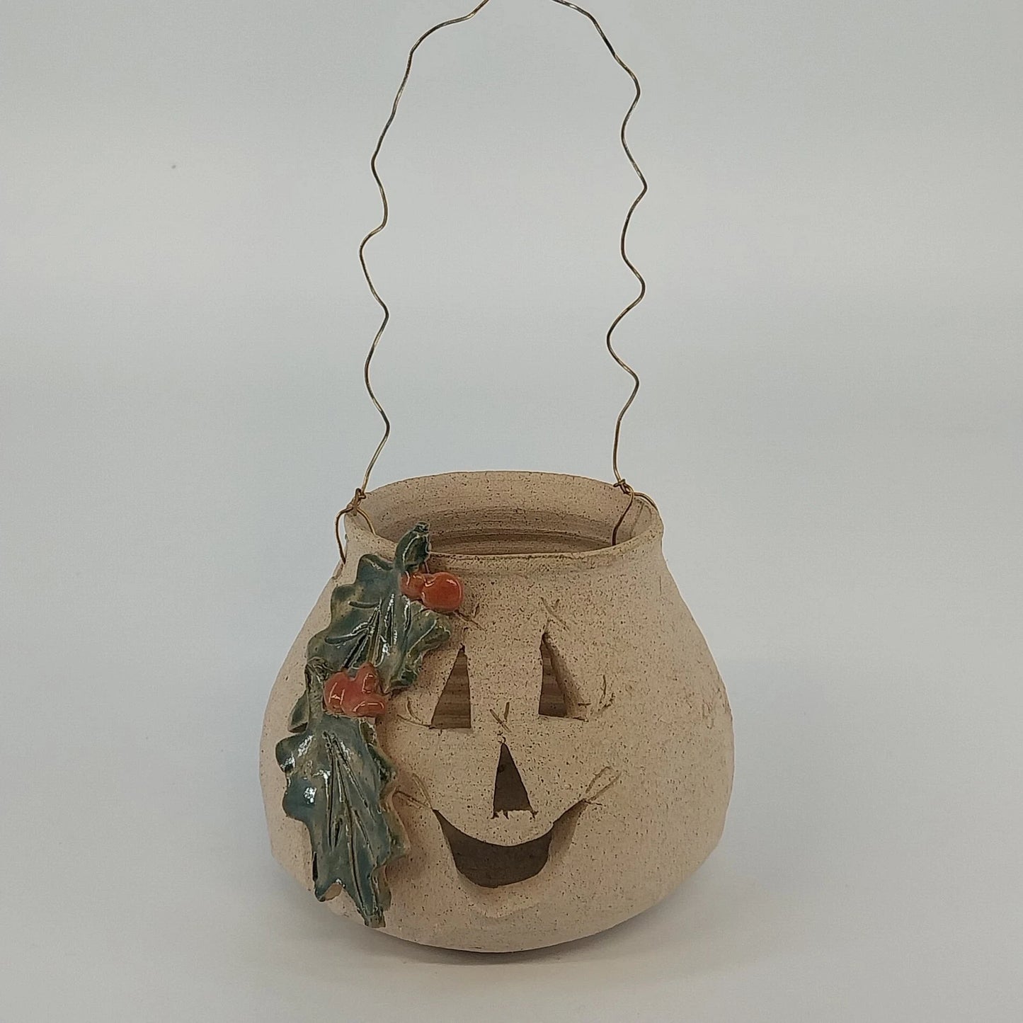 Handmade ceramic jack o lantern candle luminary