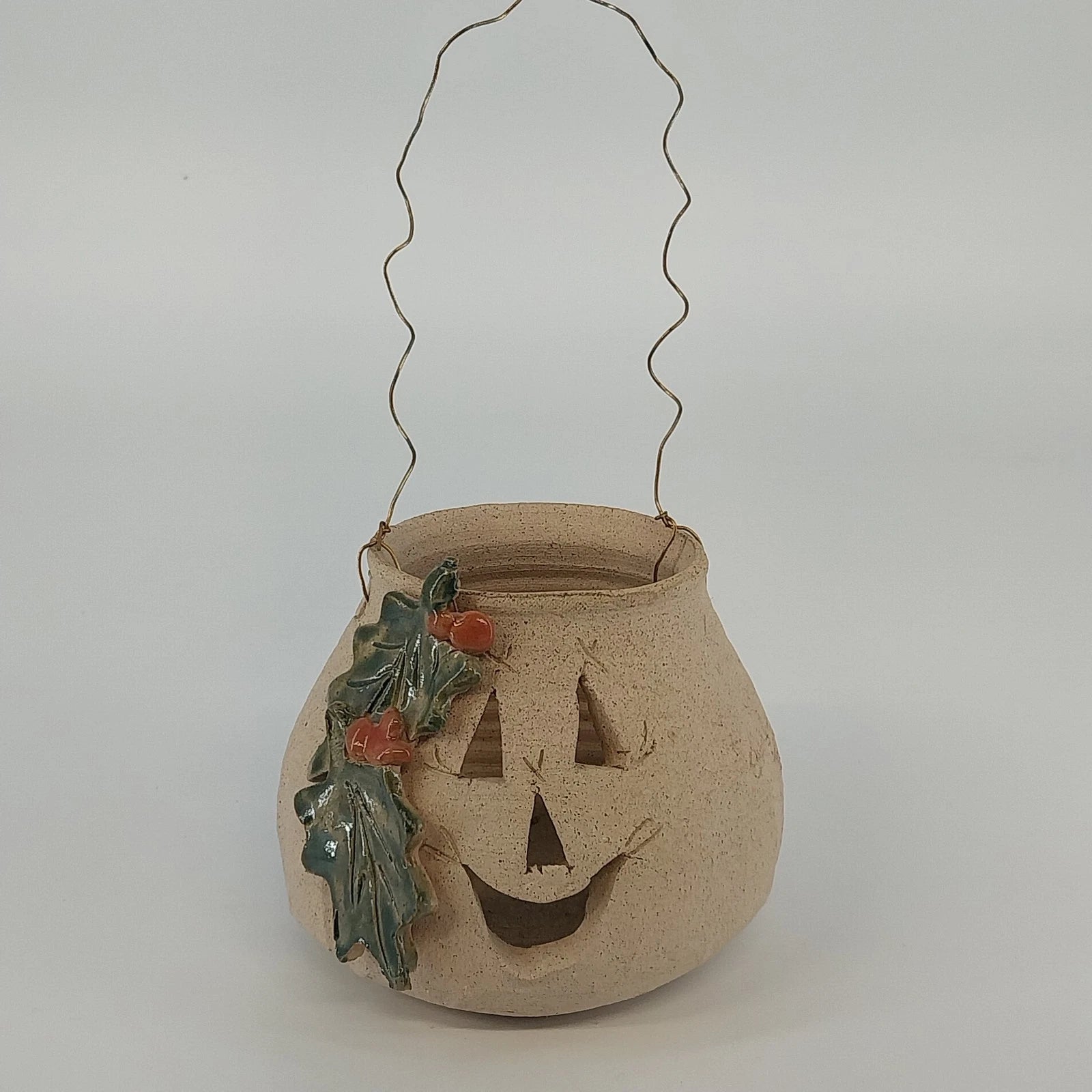 Handmade ceramic jack o lantern candle luminary