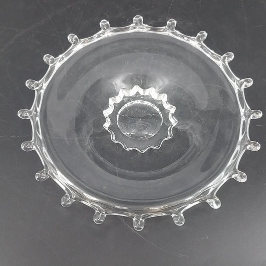 Heisey Lariat clear glass footed bon bon plate with looped rim