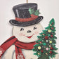 Large wooden snowman Christmas decoration with glitter accents