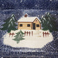 Holiday Mountain Lodge handled casserole dish with cabin scene