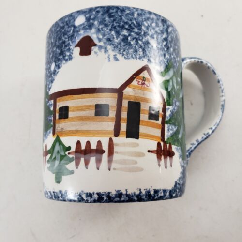 Holly Mountain Lodge 12 oz Coffee Mug Holiday Winter Scene Cook's Bazaar Gourmet