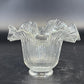 Clear ribbed glass lamp shade with ruffled rim Holophane style