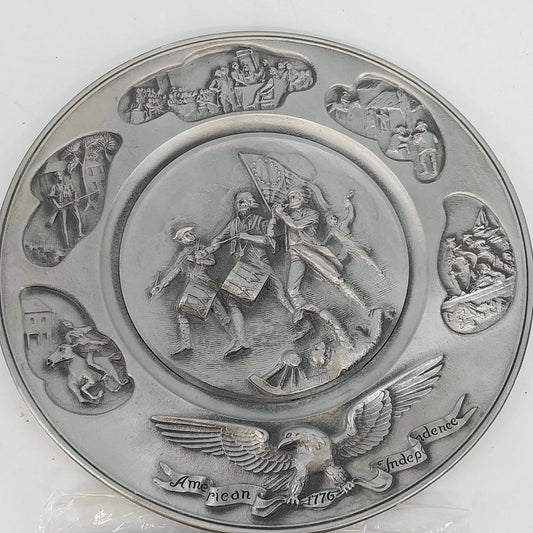 Vintage Hudson Pewter Spirit of 76 Bicentennial commemorative plate