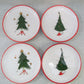 Set of four International Silver Christmas tree dessert plates with red trim