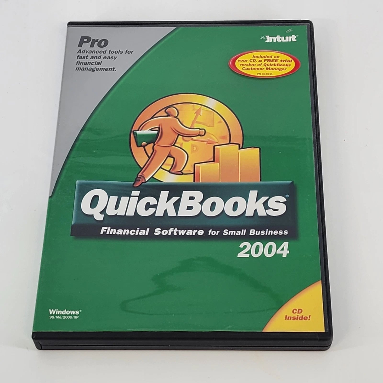 Intuit QuickBooks Pro 2004 software CD with original case and installation key