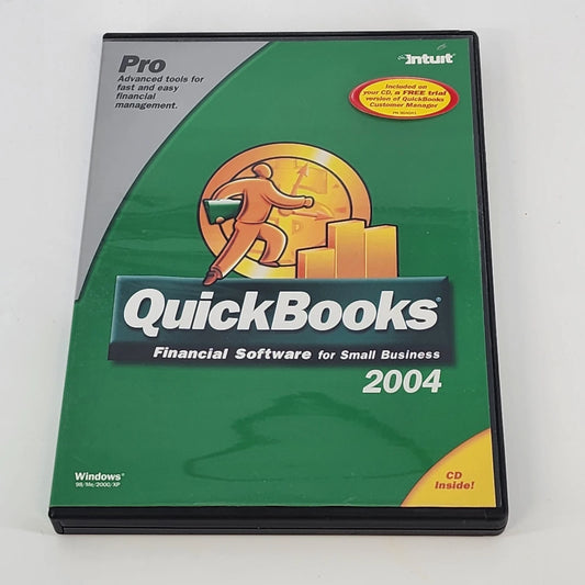 Intuit QuickBooks Pro 2004 software CD with original case and installation key