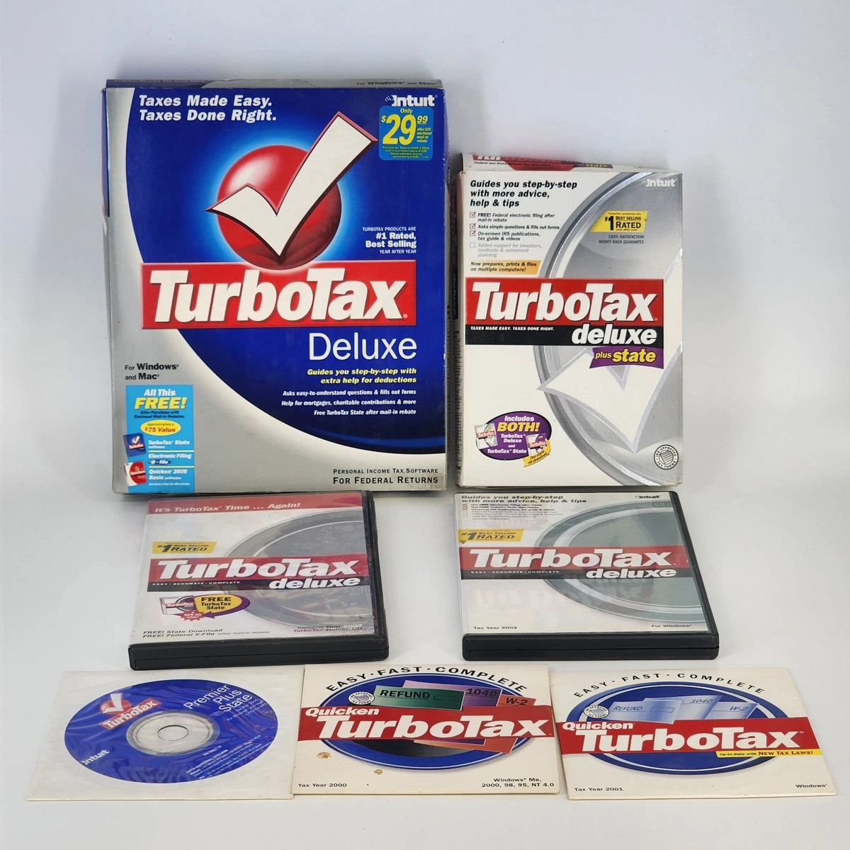 Intuit TurboTax vintage software collection 2000 to 2005 CD ROM